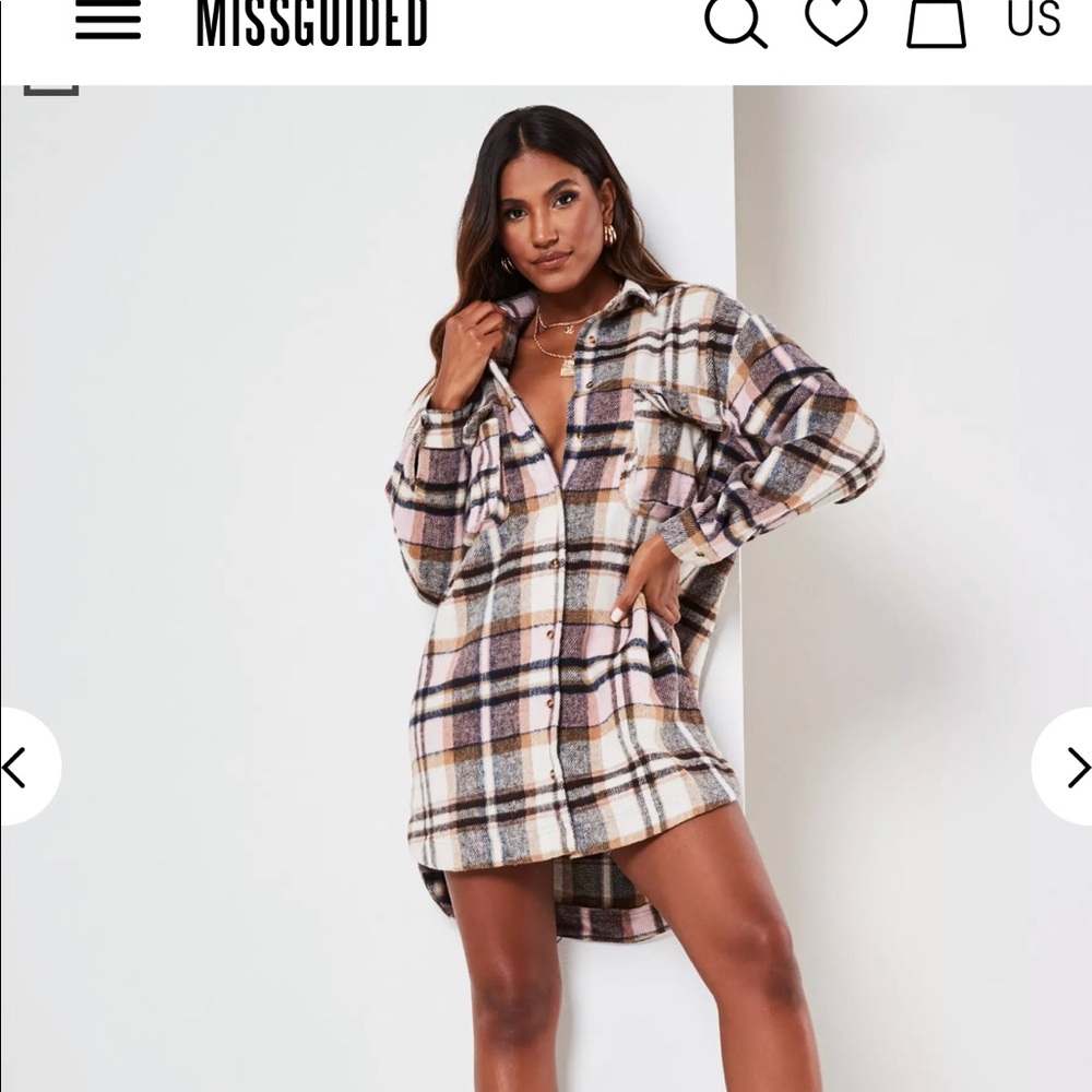 On trend plaid shirt dress from Missguided